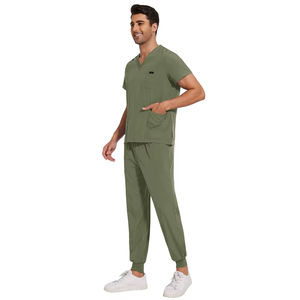 Washable Cotton Blend Knitted Eco-Friendly Customized Design Salon <b>Doctor</b> Hospital Medical Scrubs Elasticity Scrub <b>Set</b> - Product Image 5