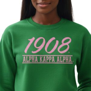 Sweat-shirt à col rond vert avec imprimé graphique 'Year' rose 1908, en molleton de coton à manches longues, pull décontracté et tendance pour femme - Product Image 5
