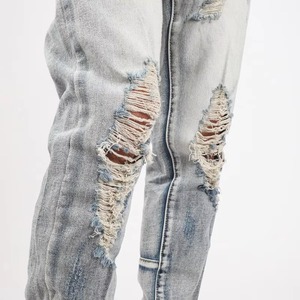 กางเกงยีนส์ทรงดินสอผู้ชาย เอวสูง สไตล์สตรีทแวร์ ผ้าฟอก ระบายอากาศได้ดี เป็นมิตรกับสิ่งแวดล้อม ผ้าฝ้าย 100% น้ำหนักเบา เหมาะสำหรับฤดูหนาว ฤดูใบไม้ร่วง ฤดูร้อน - Product Image 3