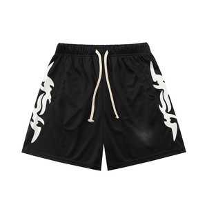 Pantalones Cortos Deportivos Casuales para Hombre con Estampado de Llamas, de Secado Rápido, con Cordón Ajustable, en Malla Transpirable, Opciones de Color Azul y Negro - Product Image 2