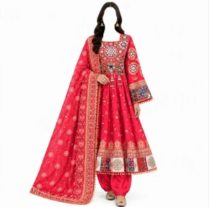 Servicio OEM: Vestidos Afganos Vintage de Cachemira de Alta Calidad para Mujer, con Encaje, Largos hasta la Rodilla, Cintura Natural, MOQ Bajo de 20 Conjuntos - Product Image 1