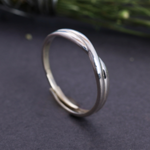 925 <b>Sterling</b> <b>Silver</b> <b>Adjustable</b> Rhodium Crossover Band <b>Ring</b> for Daily Wear <b>Adjustable</b> Band Manufacturer Statement Engagement <b>Ring</b> - Product Image 2