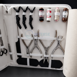 Hair Extension Tools <b>Kit</b> 52pcs White Storage Case Silver Stainless Steel Tools for Micro <b>Beads</b> Tape Hair Professional Stylists - Product Image 3