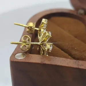 Flower Design Pear Cut Diamond Earrings Yellow Gold Sparkling Floral Jewelry Gift for <b>Wife</b> Girlfriend Anniversary Birthday - Product Image 2