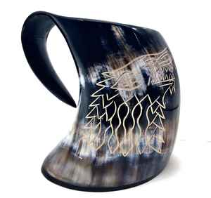 Chope à bière de luxe en corne naturelle polie, faite à la main, écologique, en matériaux organiques, résistante à la chaleur, lavable au lave-vaisselle, pour la maison et les fêtes - Product Image 1