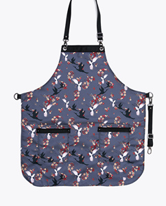 Cape de coiffure à imprimé grue et fleurs de cerisier avec taille réglable, tablier de salon textile avec poches - Product Image 1