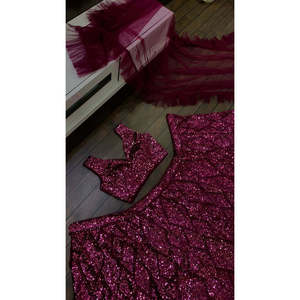 Ensemble de lehenga choli pour femmes, vêtements de fête, avec broderie et sequins - Product Image 1