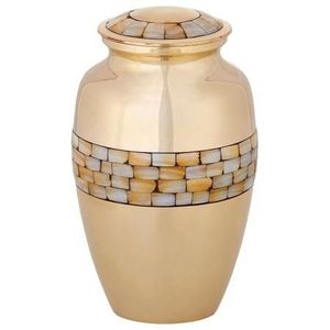Silver Cremation Urn with Gold Leaf Pattern Bend for Adult <b>Ashes</b> <b>Keepsake</b> Jar Handmade Cremation Urns Funeral Supplier Online - Product Image 3