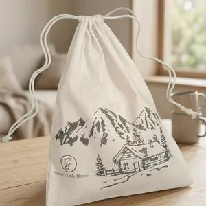 Bolsa de Algodón con Cordón de 12x8 Pulgadas, Bolsa de Regalo Reutilizable de Tela Suave para Empaque de Bodas, Eventos, Productos Pequeños - Product Image 2