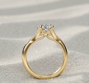 Anillo de Compromiso con Diamante Cultivado en Laboratorio, Oro de 14K, Corte Redondo, Estilo Vintage, Pavé de Diamantes, Anillo Nupcial, Fabricante de Joyería Personalizada - Product Image 2