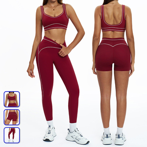Vente directe usine – Nouveaux ensembles soutien-gorge de sport de luxe pour femme, respirants, séchage rapide, 2 pièces, tenue de fitness unie - Product Image 1