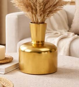 <b>Small</b> <b>vase</b> iron in gold flower <b>vase</b> diameter 8 x 10 cm - Product Image 3
