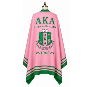 Alpha Kapa Alpha Pink Green <b>Cape</b> With Crest And 1908 Logo Long <b>Women's</b> All Seasons Wear - Product Image 3