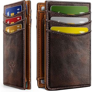 Men's Slim Leather Wallet with 12 <b>Card</b> Slots Easy Magnetic Closure Bill <b>Folder</b> and RFID B Money Clip Simplified <b>Card</b> Holder - Product Image 3