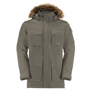 <b>Men's</b> Hooded <b>Long</b> Jacket <b>Waterproof</b> Down Filled Solid Color Winter <b>Coat</b> with Fur Trim and Multiple Pockets - Product Image 5