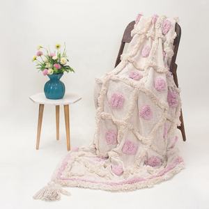 Jeté en coton 100% fait main, jeté tissé pour la chambre à coucher, jetés bohèmes ivoire, décoration intérieure, couverture - Product Image 5