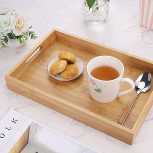 Bandeja Rectangular de Bambú con Asa, Diseño Minimalista para Mesa de Comedor, Plato Decorativo, Paquete Individual - Product Image 6