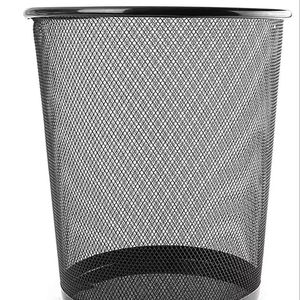 Corbeille à déchets classique ronde en fil métallique noir. Conception légère, durable et respirante. Disponible aux prix de gros. - Product Image 1