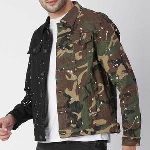 Front <b>Covered</b> Button Style Vintage Men's Denim Jacket Puff & <b>Screen</b> Printing Cheap Price Custom Made Men's Jeans Jacket - Product Image 3