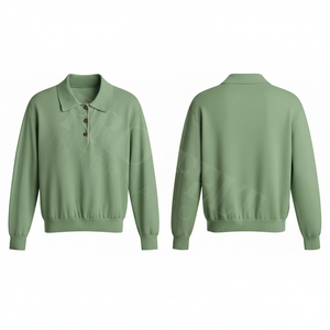 Camiseta Polo de Diseño Sólido en Color Liso, con Logotipo Personalizado, Informal, de Algodón, Manga Larga, Elegante, con Botones, a la Moda - Product Image 3