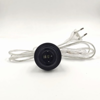 Câble d'alimentation transparent avec prise EU, support de lampe E27, interrupteur marche/arrêt 304, câble pour ampoule LED de table, style à vis