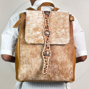 Mochila de diseñador de alta calidad para mujer, mochila de viaje de gran capacidad para ordenador portátil, mochila de transporte oculta de cuero de vaca mecanizada a mano - Product Image 4