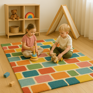 Modern Custom Handmade Beige yellow green blue red Hand Tufted Pet Friendly Picnic <b>Carpet</b> Living Room Decor Wholesale - Product Image 1