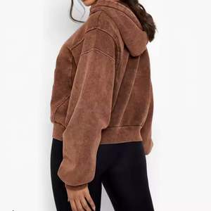 Sweat-shirt à capuche pour femme, effet délavé vintage, coton doux, coupe décontractée, style streetwear, vêtement de tous les jours - Product Image 2