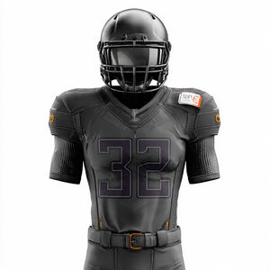 Maillot de football 100% polyester, haut d'entraînement de football américain, manches courtes, col en V, maillot de football - Product Image 5