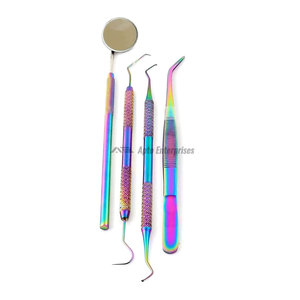 ชุดอุปกรณ์ทำความสะอาดฟันสแตนเลสแบบแมนนวลหลากสีรุ้ง 4 ชิ้น ชุดเครื่องมือพื้นฐาน ได้รับการรับรองมาตรฐาน CE รับประกัน 1 ปี Apto - Product Image 2