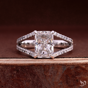 Elegant 2CT Radiant Lab Grown Diamond Engagement Bridal <b>Split</b> Pave Band 10K White Gold IGI Certified Proposal <b>Ring</b> - Product Image 3