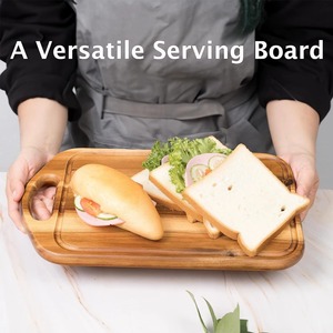 Planche à découper rectangulaire en bois de haute qualité avec poignée pour usage en cuisine - Product Image 2