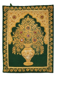 Broderie Zari faite à la main, moderne, écologique, 100% coton, Zardozi indien, décoration murale de luxe, art mural pour la maison - Product Image 4