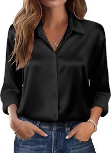 Chemisiers pour femmes à manches longues en satin de soie, boutonnés, décontractés, élégants, pour le travail, vêtements d'automne - Product Image 2