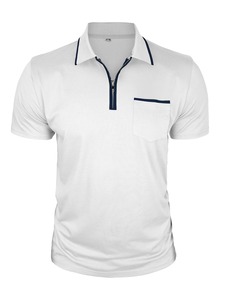 Camiseta Polo de Poliéster y Algodón, Moda Casual para Hombre, Color Sólido, Manga Corta, Camiseta Polo de Punto de Algodón para Hombre, Color Sólido Informal - Product Image 4
