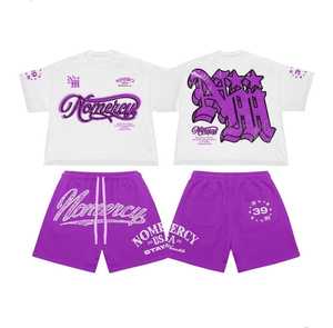Conjunto de Camiseta Casual para Hombre de Alta Calidad 2025 con Pantalones Cortos de Algodón Transpirable con Lavado Ácido, Logotipo Personalizado OEM, Conjunto de Verano - Product Image 4