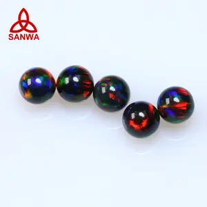 Gilson Opal No Resin OP707 Black Opal Red Fire Loose Round Bead Best Price for Glass Design Accessories Jewelleries Making