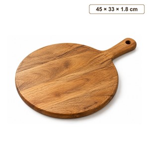 Tabla Redonda para Servir Pizza de Madera de Mango con Asa - Venta al por Mayor de Artículos de Cocina Hechos a Mano - Product Image 1