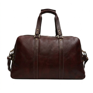 Vintage Style Genuine Leather Diamond Pattern Unisex Handbag Adjustable Strap Soft Handle Zipper Closure <b>Large</b> Travel <b>Storage</b> - Product Image 4