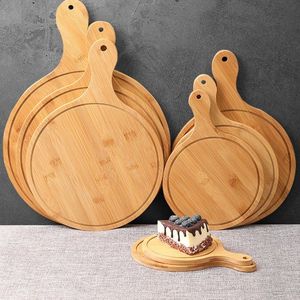 High Quality Eco Friendly Bamboo Pizza Tray Round Wooden Pizza Serving <b>Platter</b> for Kitchen Restaurant Custom Size OEM ODM - Product Image 1
