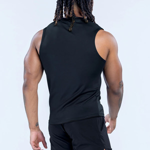 Custom Logo Black Bodybuilding <b>Men's</b> Tank <b>Top</b> Polyester Lightweight Stretch Fabric Gym & Running <b>Compression</b> Tank <b>Top</b> For <b>Men</b> - Product Image 2