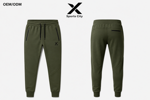 Pantalon de jogging athlétique et fuselé noir en molleton pour homme X Sports City avec logo personnalisé, design minimaliste, respirant, coupe régulière, idéal pour l'automne - Product Image 2