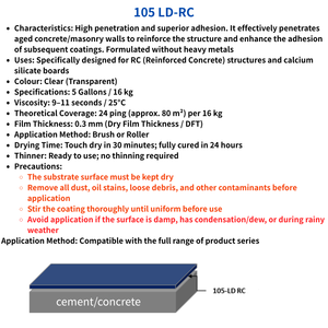 Revestimiento acrílico impermeable a base de agua SINICE - Imprimación a base de agua 105-LD RC - Product Image 2
