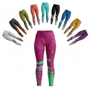 Leggings de sport, de jogging et de yoga en tissu polyester et élasthanne, design personnalisé basique, sublimation OEM, nouvelle qualité supérieure, coupe ajustée. - Product Image 1