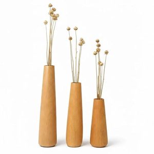 Florero Moderno Minimalista Japandi de Bambú Contemporáneo sin Tallo para Decoración Interior y Centro de Mesa - Product Image 5