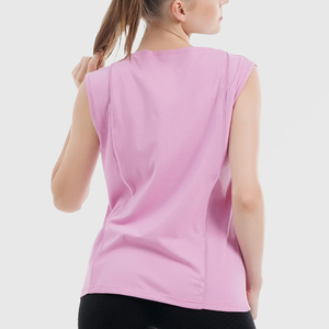 Camiseta sin Mangas para Mujer, Color Rosa, Cuello Redondo, Tejida, Transpirable, Deportiva, de Color Sólido, Largo Regular - Product Image 6