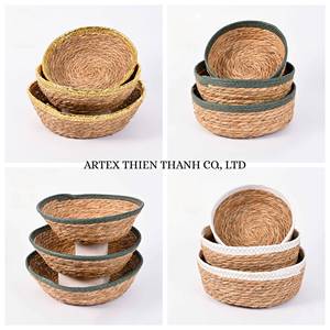 High Quality Braided Water Hyacinth <b>Basket</b> Handmade Woven <b>Storage</b> Organizer for Home Decor OEM Manufacturer Export Supplier Sets - Product Image 1