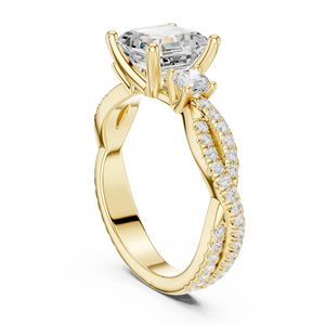 แหวนเพชรทรง Asscher แบบฝังหนามเตย ดีไซน์เนอร์ออกแบบ ทองคำแท้ 14K ได้รับการรับรองจาก GRA เหมาะสำหรับเป็นของขวัญในงานปาร์ตี้-วันครบรอบ - Product Image 4
