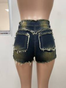 Shorts de Mezclilla Desgastados de Cintura Alta para Mujer, Estilo Casual de Verano, Cierre de Botones de Algodón, Corte Ajustado, Estilo Vintage - Product Image 4