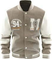 Veste universitaire unisexe avec logo personnalisé en patch chenille, de haute qualité, coupe-vent, col montant, style streetwear